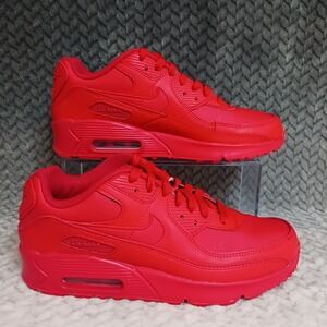 Nike Air Max 90 Leather GS University Red Sneakers Shoes Size 6Y Women's 7.5